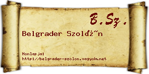 Belgrader Szolón névjegykártya